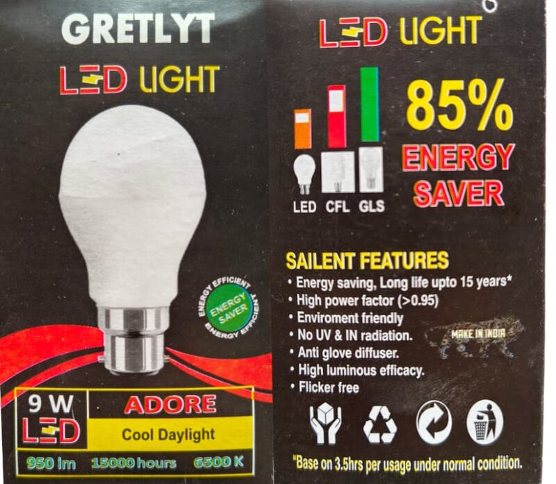 GRETLYT 9W LED Bulb – Cool Daylight 6500K